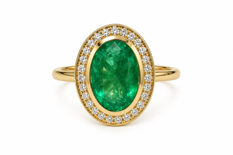 Anillo de esmeralda con diamantes
