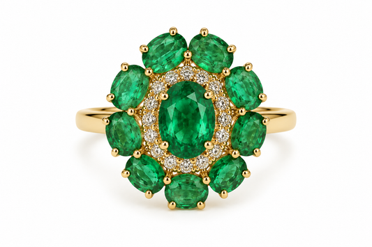 Anillo esmeraldas y diamantes