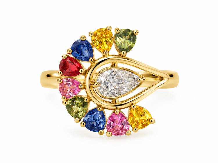 Anillo Zafiros Rainbow Diamante
