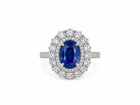 Anillo Zafiro Azul Diamantes