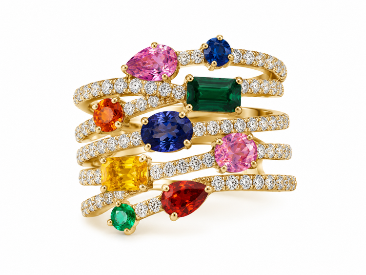 Anillo Multigemas Diamantes