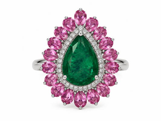 Anillo Esmeralda, Zafiros Rosas & Diamantes