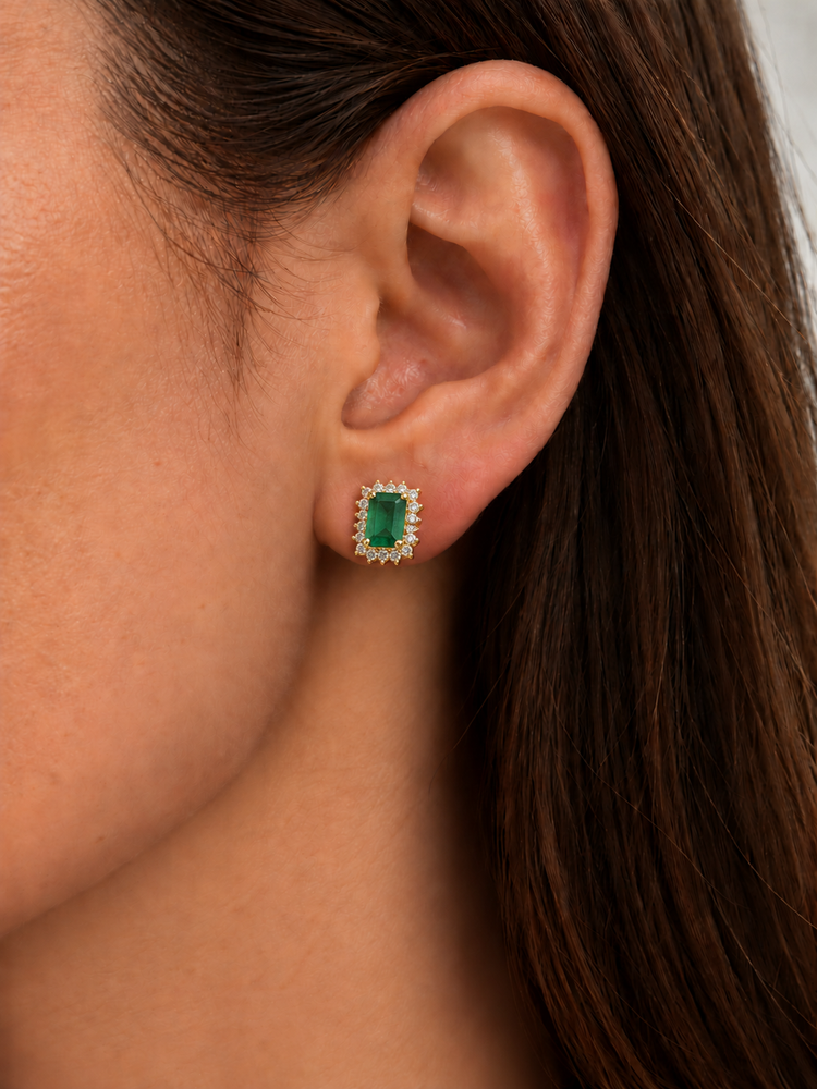 Aretes Esmeralda Diamantes