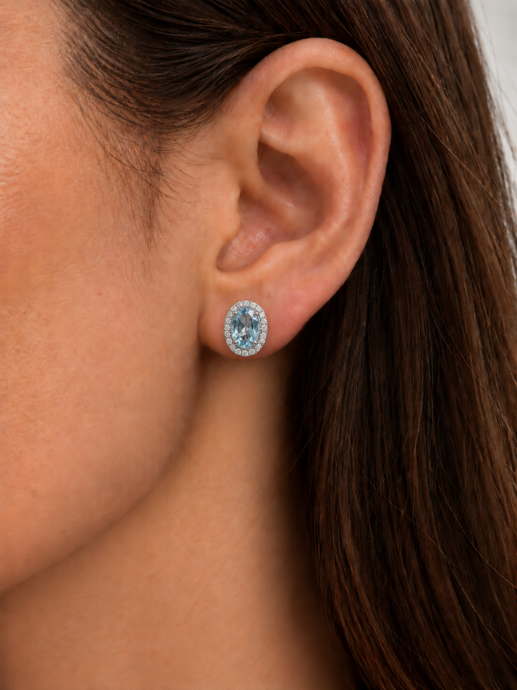 Aretes Aguamarina Oval Diamantes