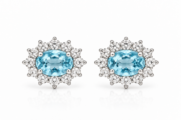 Aretes Aguamarina Diamantes