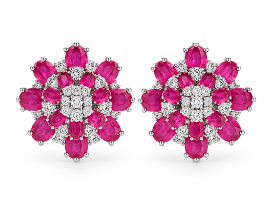 Aretes Rubí Diamantes