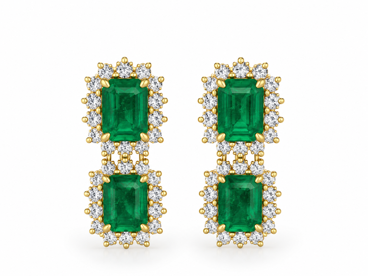 Aretes Esmeralda Diamantes