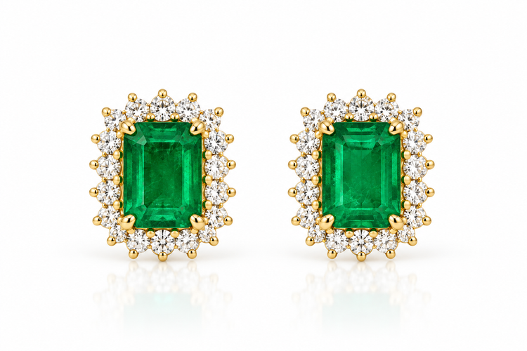 Aretes Esmeralda Diamantes