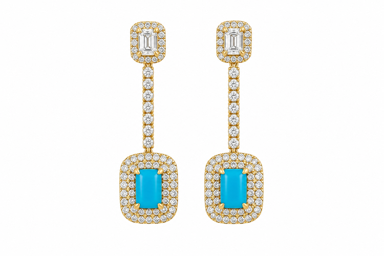 Aretes de turquesa con diamantes