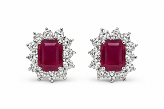 Aretes Rubí Diamantes