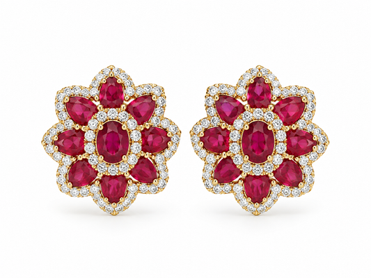 Aretes Rubí Diamantes