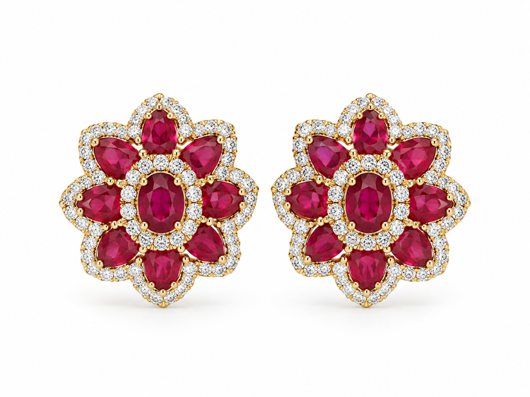 Aretes Rubí Diamantes