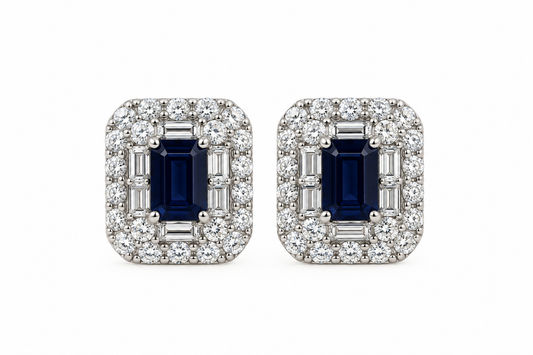 Aretes de zafiros con diamantes