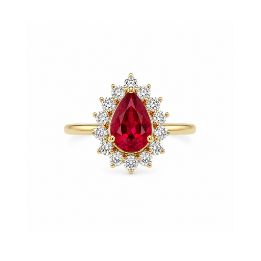 Anillo de rubí con diamantes