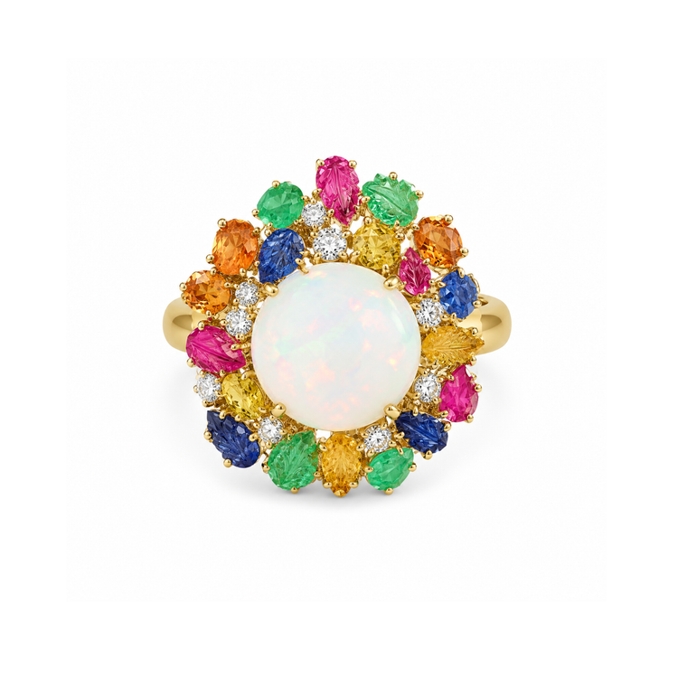 Anillo Opalo Zafiros Diamantes