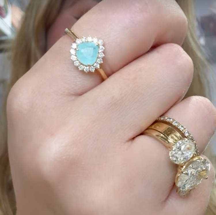 Paraíba Halo Diamond Ring