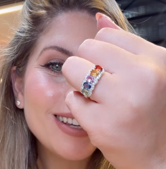 Anillo Zafiros Diamantes