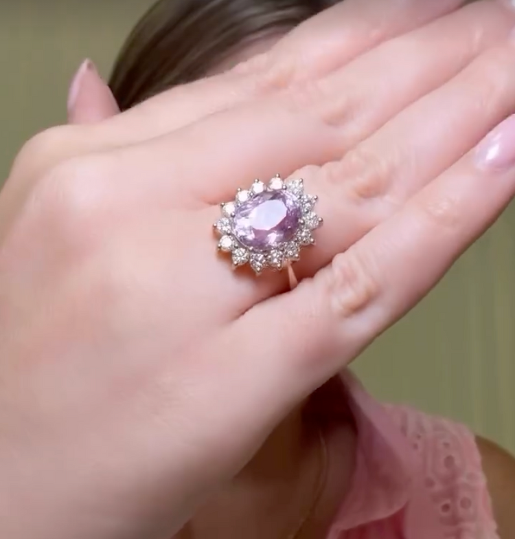 Anillo Kunzita Diamantes