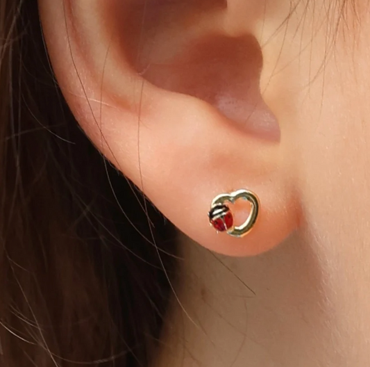 Studs de Corazón Lady Bug