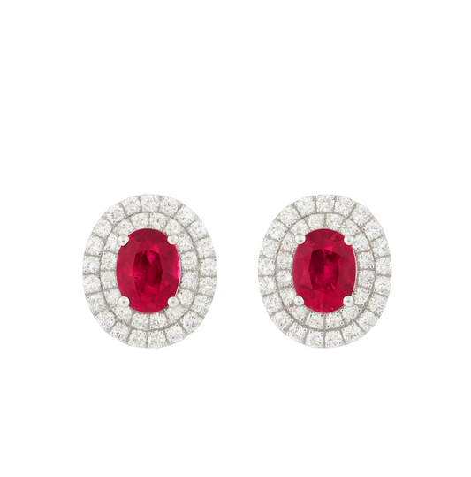 Ruby Earrings with Diamonds