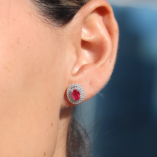 Ruby Earrings with Diamonds