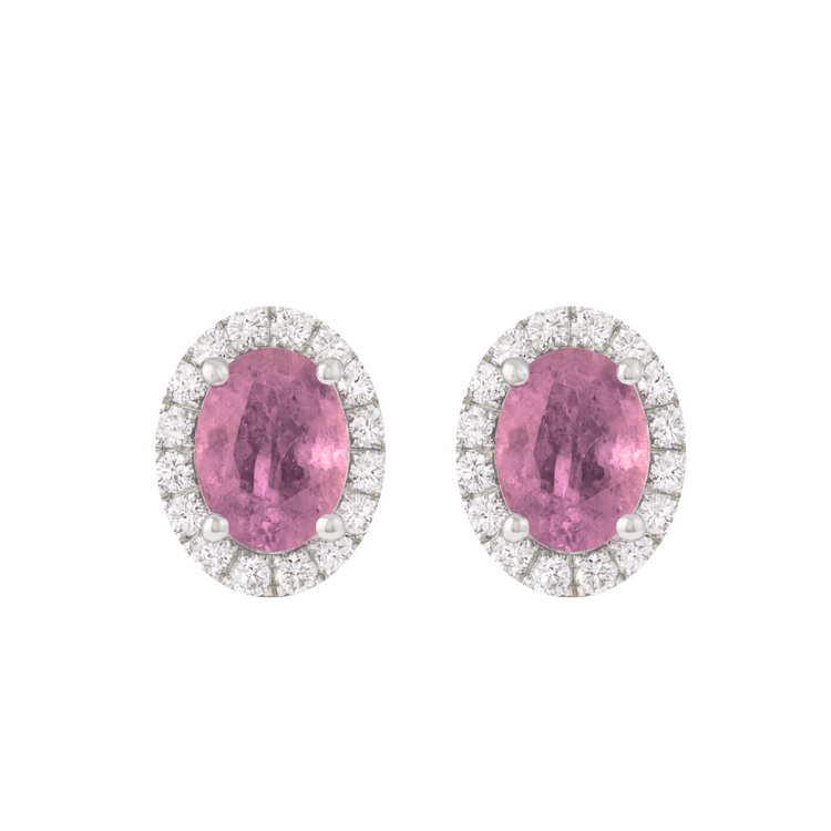 Aretes de Zafiro Rosa con Diamantes