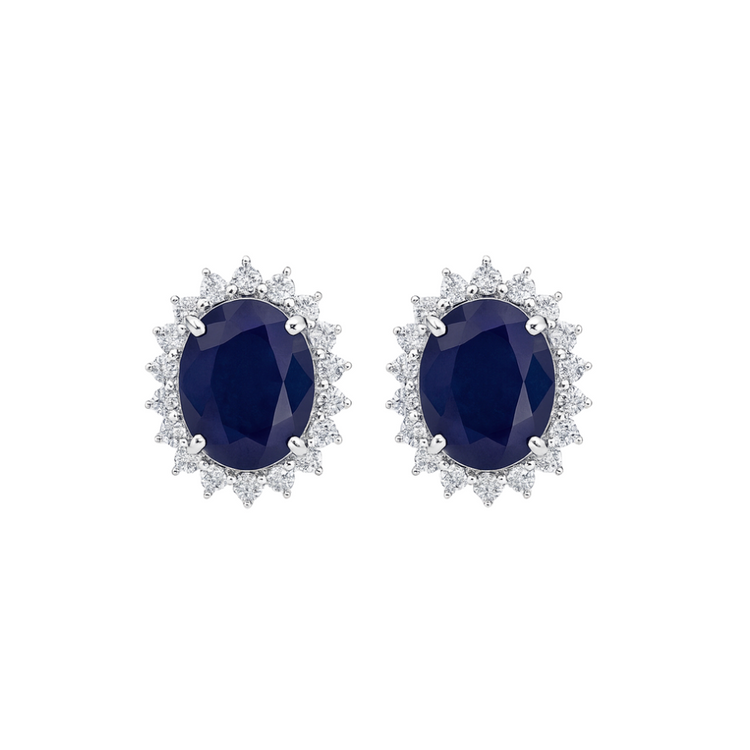 Studs Zafiro con Halo Diamantes