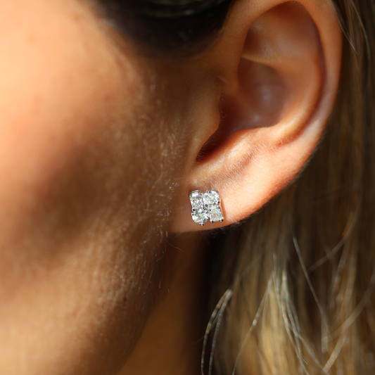 Aretes cluster de diamantes lab