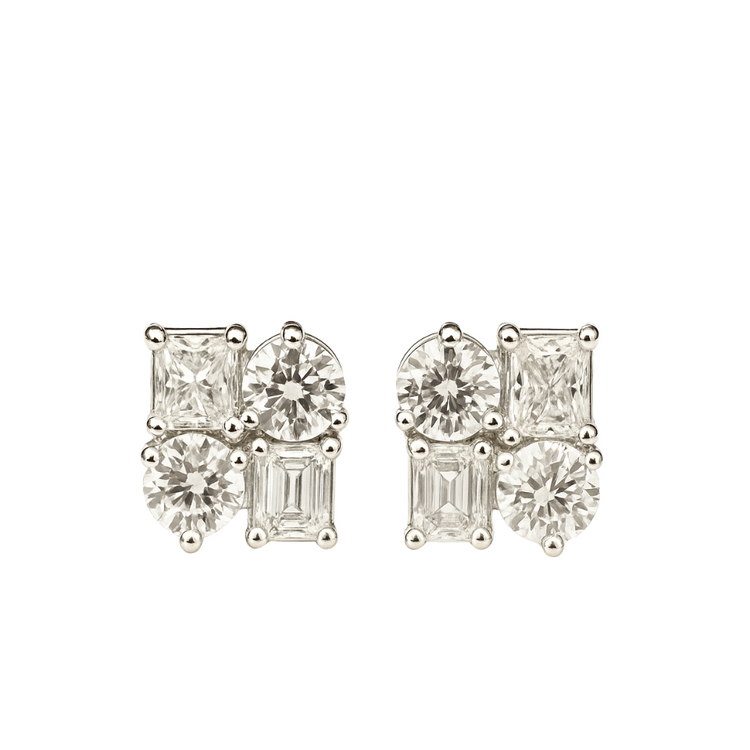 Aretes cluster de diamantes lab
