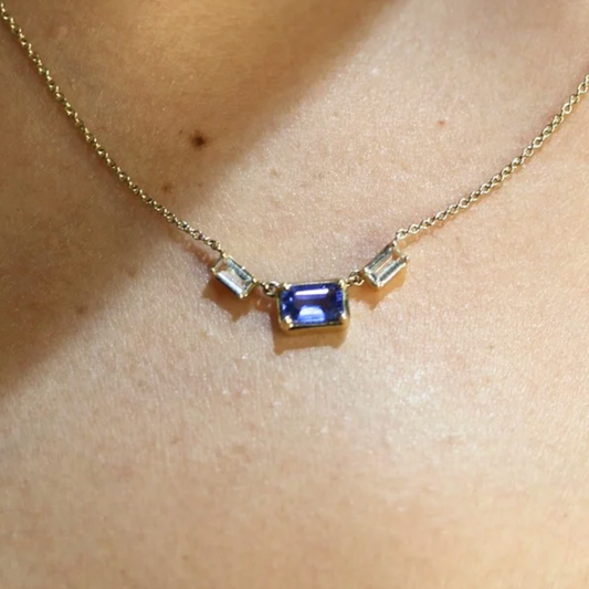 Collar Zafiro Azul Diamantes