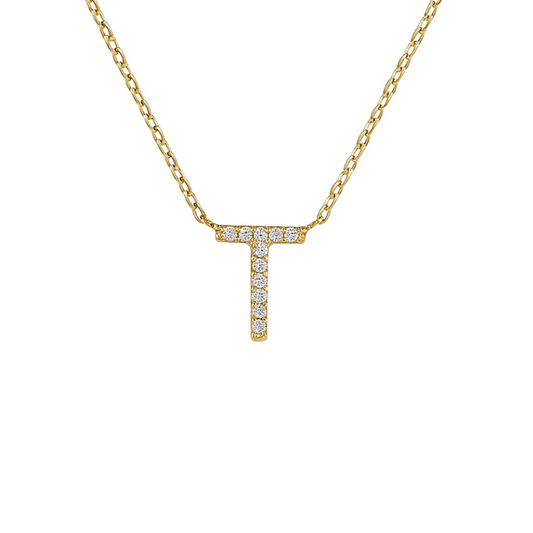 Dije inicial "T" con diamantes
