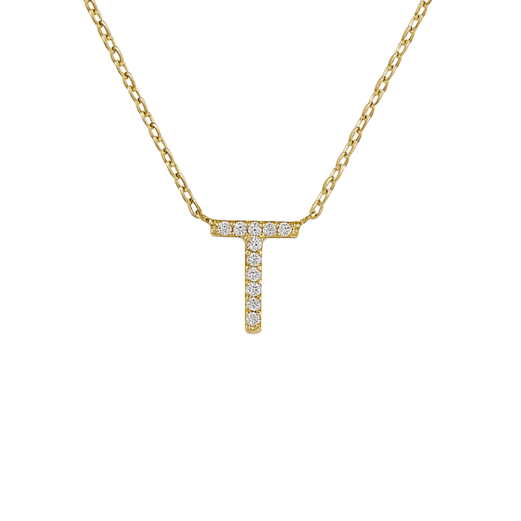 Dije inicial "T" con diamantes