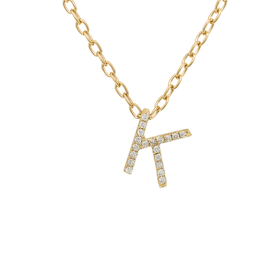 Dije inicial "K" con diamantes