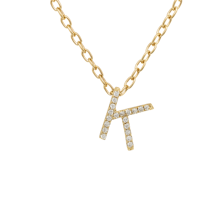 Dije inicial "K" con diamantes