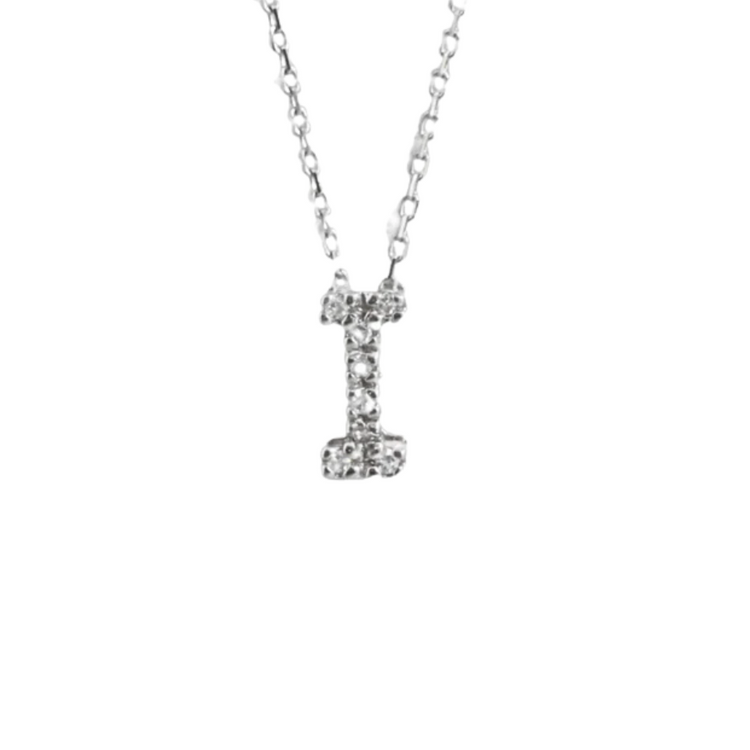 Dije inicial "I" con diamantes