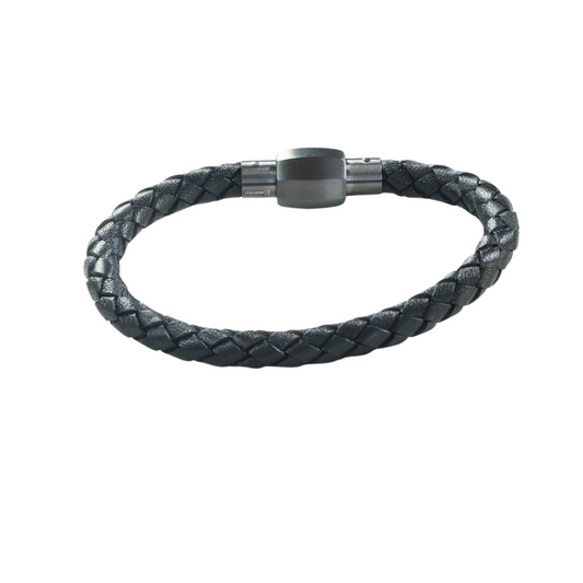 Pulsera Cuero Negro Broche