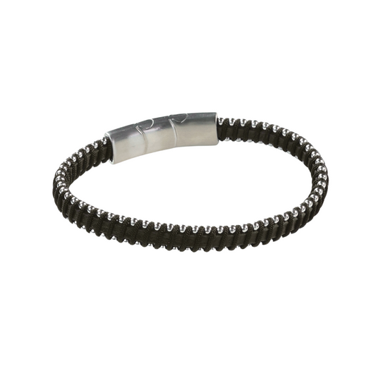 Pulsera Cuero Cordon Negro