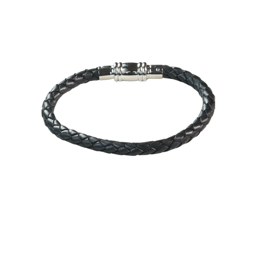 Pulsera Cuero Negro Trenzado