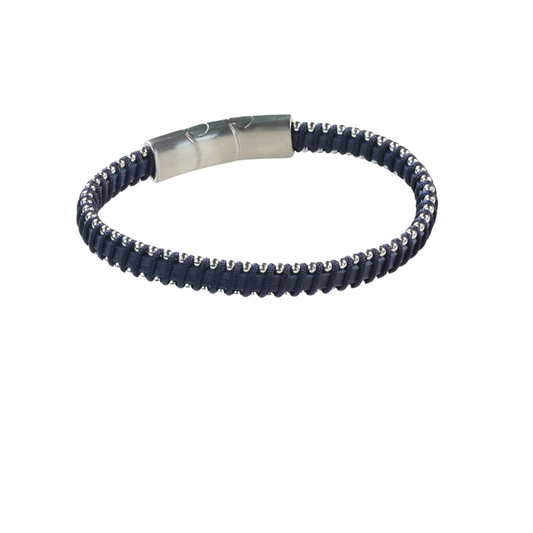 Pulsera Cuero Cordon Azul