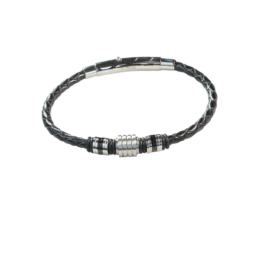 Pulsera Cuero Negro Mate
