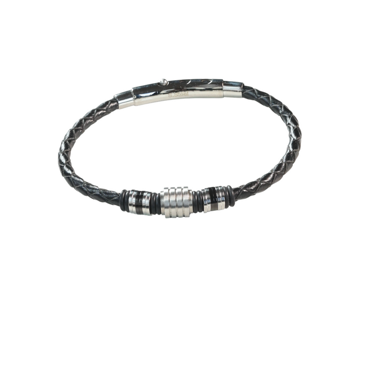 Pulsera Cuero Negro Mate