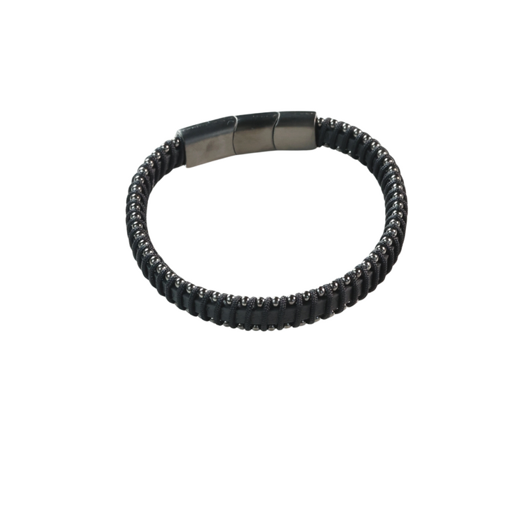 Pulsera Cuero Cordon Negro