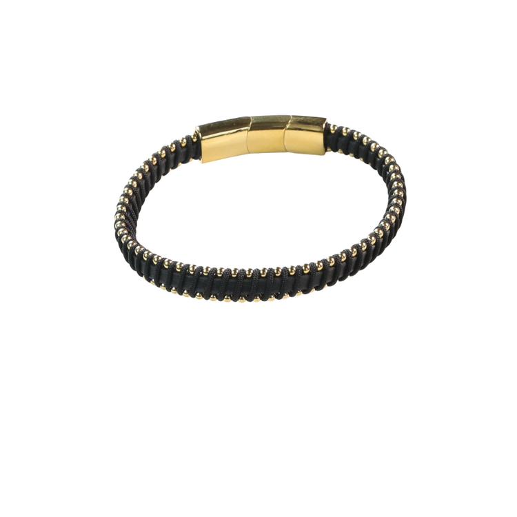 Pulsera Cuero Cordon Negro