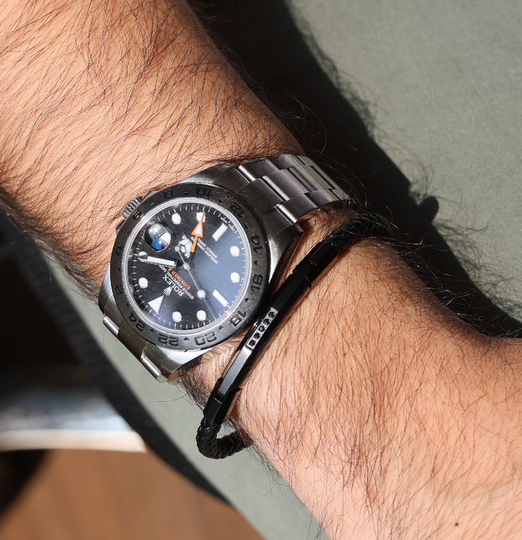 Pulsera Cuero Negro Trenzado