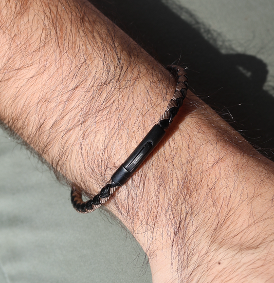 Pulsera Cuero Trenzado Cordon Café