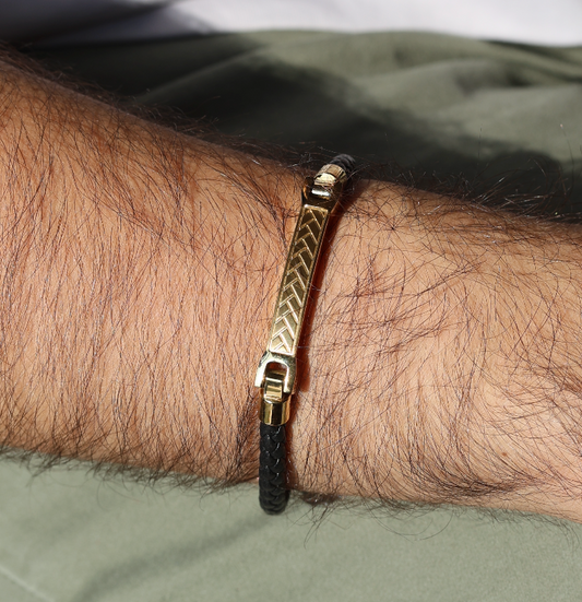 Pulsera Cuero Negro Textura