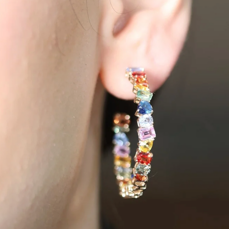 Hoops Zafiro Rainbow Fancy Shapes