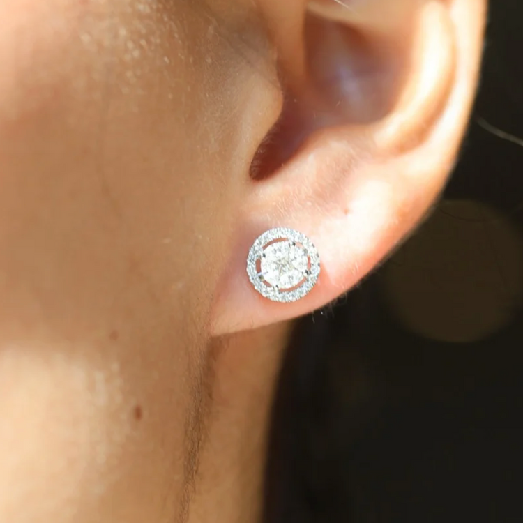 Aretes Diamante Halo Diamantes
