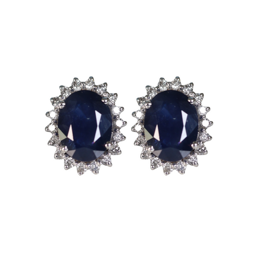 Aretes de Zafiro con Halo de Diamantes