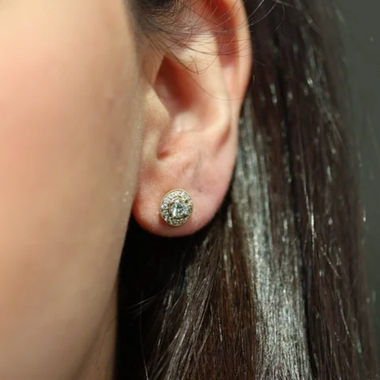 Aretes de Diamantes Halo Diamantes